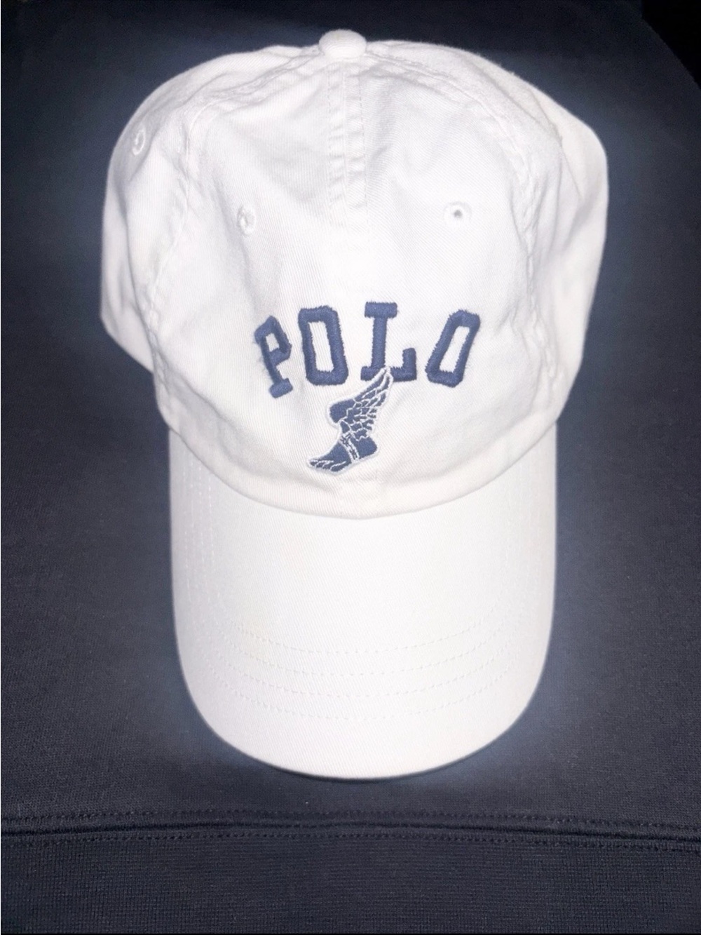 Polo Ralph Lauren P-Wing Foot White Adjustable Hat Leather Strap Rare